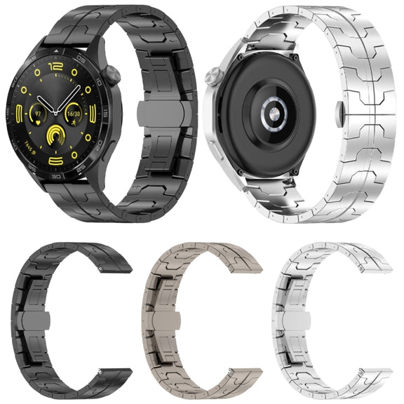 22mm Butterfly Buckle Titanium Alloy Watch Band(Black)