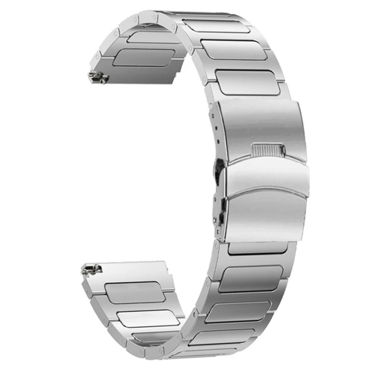 22mm Dual Safety Buckle Titanium Alloy Watch Band(Silver)