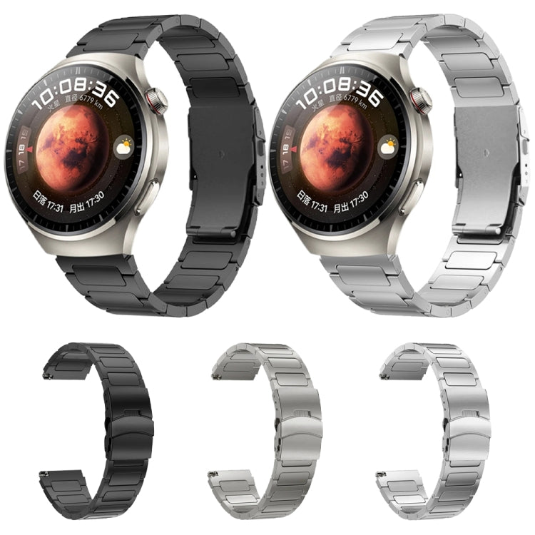 22mm Dual Safety Buckle Titanium Alloy Watch Band(Black)