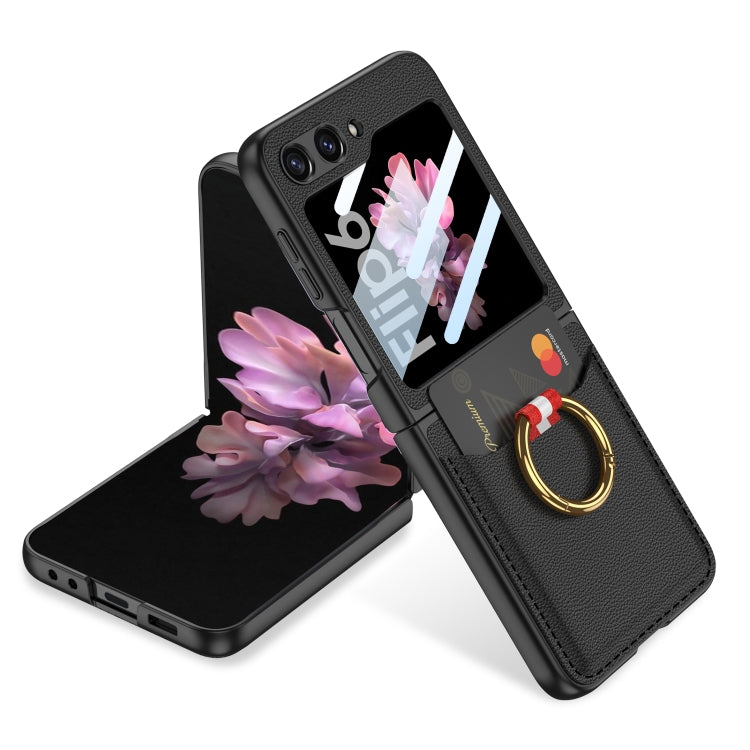 For Samsung Galaxy Z Flip6 / Flip7 FE GKK Integrated Ultra-thin Leather Card Slots Phone Case with Ring Holder(Black)