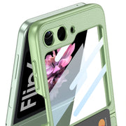 For Samsung Galaxy Z Flip6 GKK Integrated Ultra-thin Leather Card Slots Phone Case with Ring Holder(Pink)