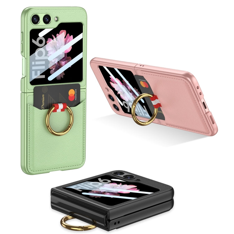 For Samsung Galaxy Z Flip6 / Flip7 FE GKK Integrated Ultra-thin Leather Card Slots Phone Case with Ring Holder(Purple)