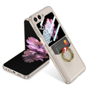For Samsung Galaxy Z Flip6 GKK Integrated Ultra-thin Leather Card Slots Phone Case with Ring Holder(Titanium Gray)