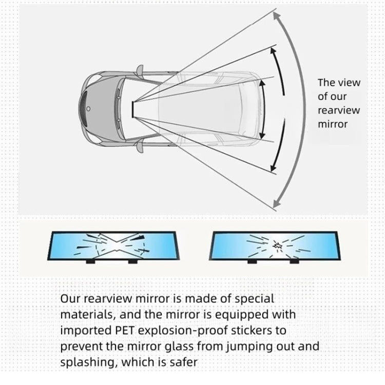 3R 3R-123 Car Suction Cup Curved Wide Angle Rear View Mirror