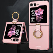 For Samsung Galaxy Z Flip6 GKK Ultra-thin PC Full Coverage Phone Case with Ring Holder(Pink)