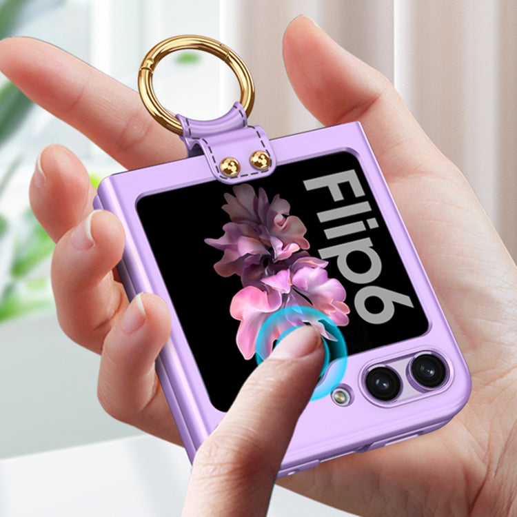 For Samsung Galaxy Z Flip6 GKK Ultra-thin PC Full Coverage Phone Case with Ring Holder(Pink)