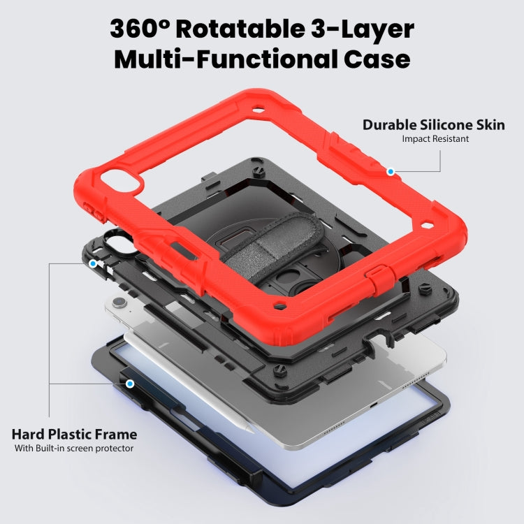 For iPad Air 11 2025 / 2024 Silicone Hybrid PC Tablet Case with Shoulder Strap(Red)