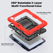 For iPad Air 11 2025 / 2024 Silicone Hybrid PC Tablet Case with Shoulder Strap(Red)