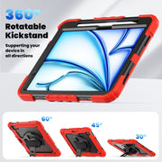 For iPad Air 11 2025 / 2024 Silicone Hybrid PC Tablet Case with Shoulder Strap(Red)