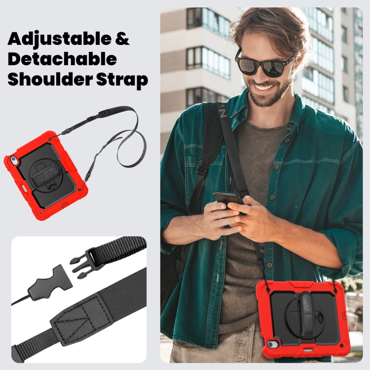 For iPad Air 11 2025 / 2024 Silicone Hybrid PC Tablet Case with Shoulder Strap(Red)