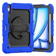 For iPad Air 11 2025 / 2024 Silicone Hybrid PC Tablet Case with Shoulder Strap(Black + Dark Blue) - free shipping - PMC TechLife - Order now!