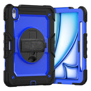 For iPad Air 11 2025 / 2024 Silicone Hybrid PC Tablet Case with Shoulder Strap(Dark Blue + Black)