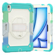 For iPad Air 11 2025 / 2024 Turntable Holder Silicone Hybrid PC Tablet Case with Shoulder Strap(Camouflage Light Blue) - free shipping - PMC TechLife - Order now!
