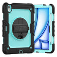 For iPad Air 11 2024 Silicone Hybrid PC Tablet Case with Shoulder Strap(Black + Light Blue) - iPad Air 11 2024 Cases by PMC TechLife | Online Shopping South Africa | PMC TechLife | Buy Now Pay Later Mobicred