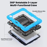 For iPad Air 11 2024 Silicone Hybrid PC Tablet Case with Shoulder Strap(Light Blue + Black)