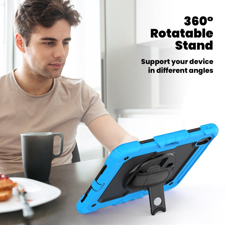 For iPad Air 11 2024 Silicone Hybrid PC Tablet Case with Shoulder Strap(Light Blue + Black)