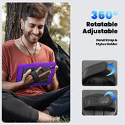 For iPad Air 11 2025 / 2024 Turntable Holder Silicone Hybrid PC Tablet Case with Shoulder Strap(Purple)