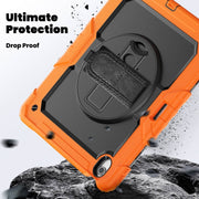 For iPad Air 13 2025 / 2024 Silicone Hybrid PC Tablet Case with Shoulder Strap(Orange)
