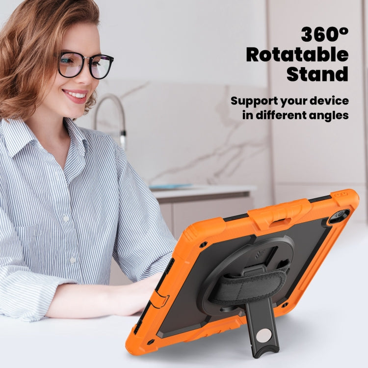 For iPad Air 13 2025 / 2024 Silicone Hybrid PC Tablet Case with Shoulder Strap(Orange)