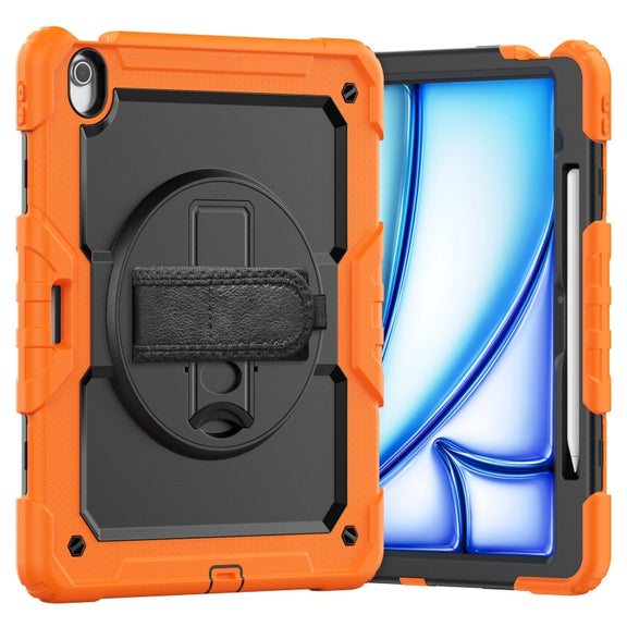 For iPad Air 13 2025 / 2024 Silicone Hybrid PC Tablet Case with Shoulder Strap(Orange)