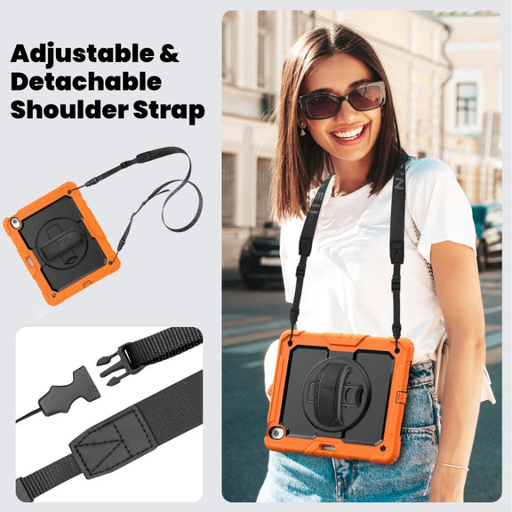 For iPad Air 13 2025 / 2024 Silicone Hybrid PC Tablet Case with Shoulder Strap(Orange)