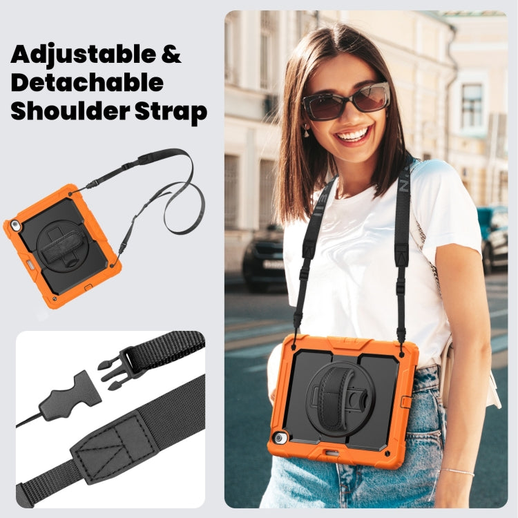 For iPad Air 13 2025 / 2024 Silicone Hybrid PC Tablet Case with Shoulder Strap(Orange)