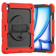 For iPad Air 13 2025 / 2024 Silicone Hybrid PC Tablet Case with Shoulder Strap(Red)