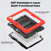 For iPad Air 13 2025 / 2024 Silicone Hybrid PC Tablet Case with Shoulder Strap(Red)