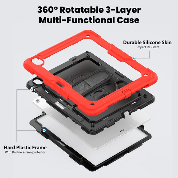 For iPad Air 13 2025 / 2024 Silicone Hybrid PC Tablet Case with Shoulder Strap(Red)