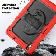 For iPad Air 13 2025 / 2024 Silicone Hybrid PC Tablet Case with Shoulder Strap(Red)