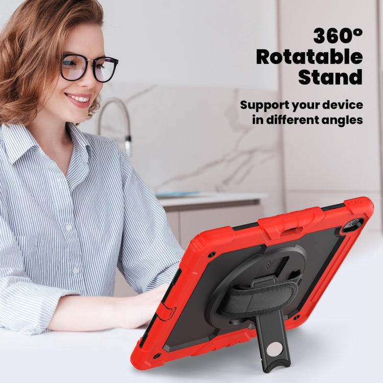 For iPad Air 13 2025 / 2024 Silicone Hybrid PC Tablet Case with Shoulder Strap(Red)