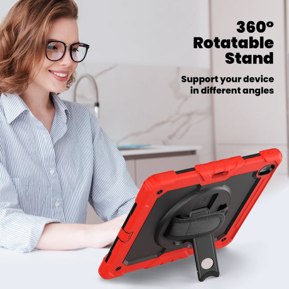 For iPad Air 13 2025 / 2024 Silicone Hybrid PC Tablet Case with Shoulder Strap(Red)