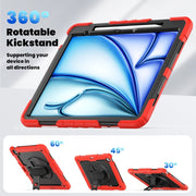 For iPad Air 13 2025 / 2024 Silicone Hybrid PC Tablet Case with Shoulder Strap(Red)
