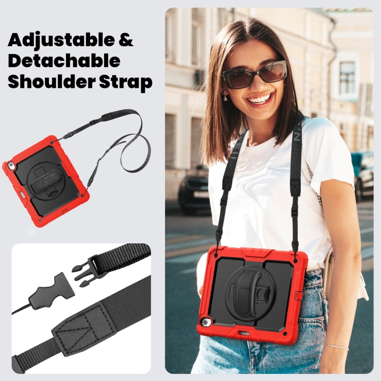 For iPad Air 13 2025 / 2024 Silicone Hybrid PC Tablet Case with Shoulder Strap(Red)