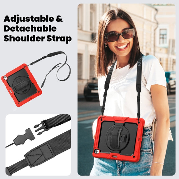 For iPad Air 13 2025 / 2024 Silicone Hybrid PC Tablet Case with Shoulder Strap(Red)