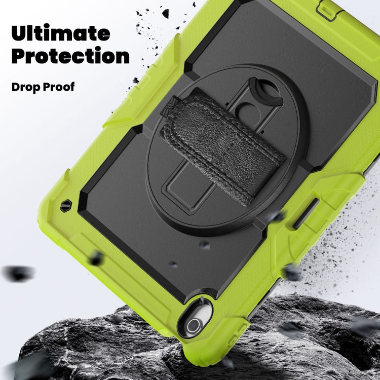 For iPad Air 13 2025 / 2024 Silicone Hybrid PC Tablet Case with Shoulder Strap(Black + Yellow Green)