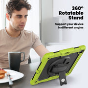 For iPad Air 13 2025 / 2024 Silicone Hybrid PC Tablet Case with Shoulder Strap(Black + Yellow Green)
