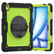 For iPad Air 13 2025 / 2024 Turntable Holder Silicone Hybrid PC Tablet Case with Shoulder Strap(Yellow Green + Black) - free shipping - PMC TechLife - Order now!