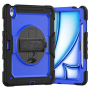 For iPad Air 13 2025 / 2024 Silicone Hybrid PC Tablet Case with Shoulder Strap(Dark Blue + Black)