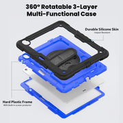 For iPad Air 13 2025 / 2024 Silicone Hybrid PC Tablet Case with Shoulder Strap(Dark Blue + Black)