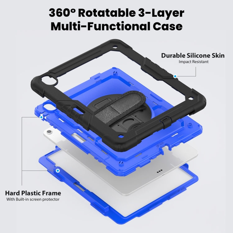 For iPad Air 13 2025 / 2024 Silicone Hybrid PC Tablet Case with Shoulder Strap(Dark Blue + Black)