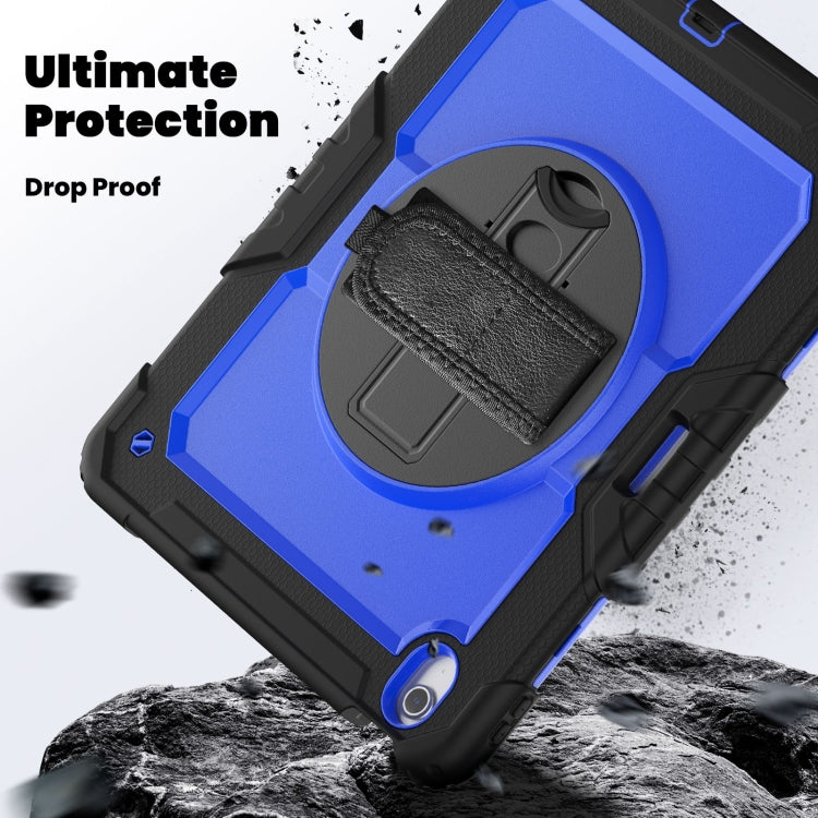 For iPad Air 13 2025 / 2024 Silicone Hybrid PC Tablet Case with Shoulder Strap(Dark Blue + Black)