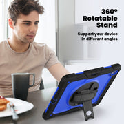 For iPad Air 13 2025 / 2024 Silicone Hybrid PC Tablet Case with Shoulder Strap(Dark Blue + Black)