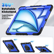 For iPad Air 13 2025 / 2024 Silicone Hybrid PC Tablet Case with Shoulder Strap(Dark Blue + Black)