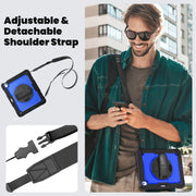 For iPad Air 13 2025 / 2024 Silicone Hybrid PC Tablet Case with Shoulder Strap(Dark Blue + Black)