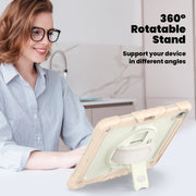 For iPad Air 13 2024 Silicone Hybrid PC Tablet Case with Shoulder Strap(Beige + Rose Gold)