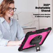 For iPad Air 13 2024 Silicone Hybrid PC Tablet Case with Shoulder Strap(Rose Red + Black)