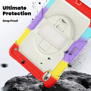 For iPad Air 13 2024 Silicone Hybrid PC Tablet Case with Shoulder Strap(Camouflage Red)