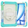 For iPad Air 13 2025 / 2024 Turntable Holder Silicone Hybrid PC Tablet Case with Shoulder Strap(Camouflage Light Blue) - free shipping - PMC TechLife - Order now!