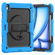 For iPad Air 13 2025 / 2024 Silicone Hybrid PC Tablet Case with Shoulder Strap(Black + Light Blue) - iPad Air 13 2025 / 2024 Cases by PMC TechLife | Online Shopping South Africa | PMC TechLife | Buy Now Pay Later Mobicred